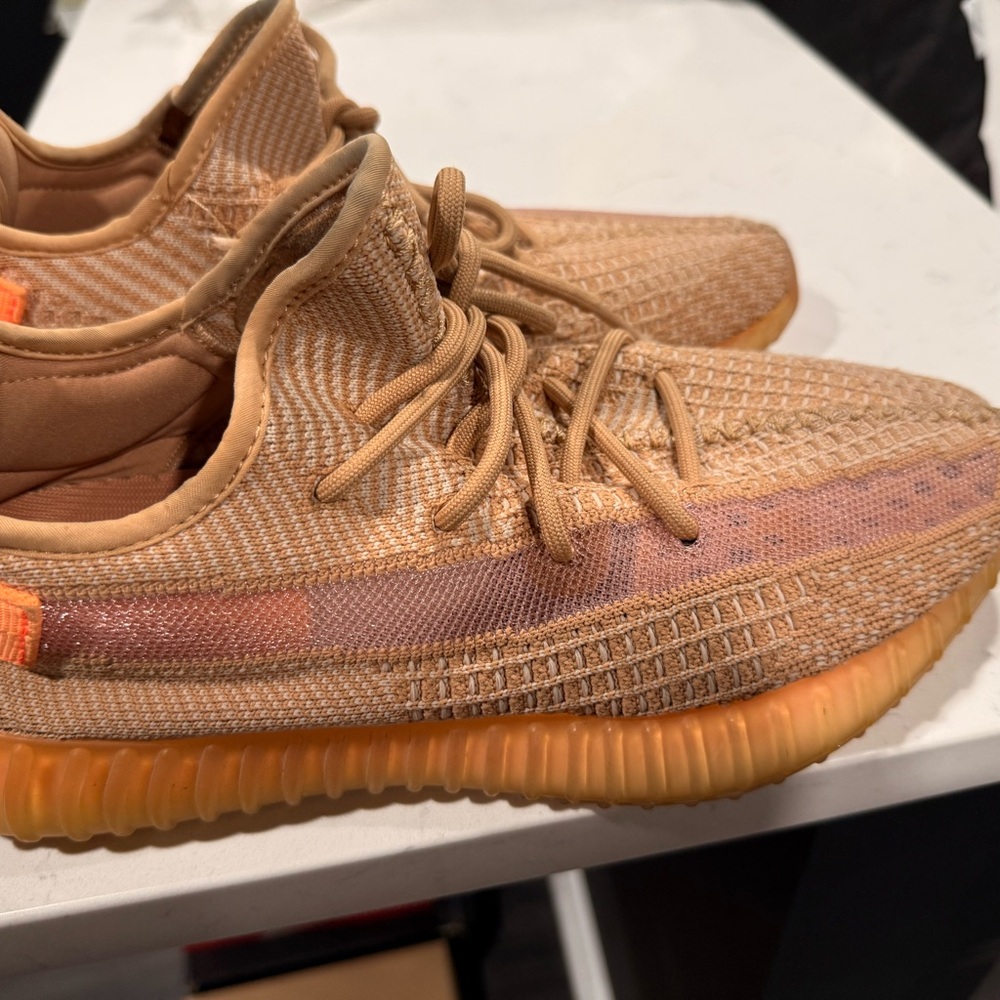 Adidas Tan and Orange Knit Sneakers